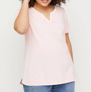 NWT SZ 2X LANE BRYANT EYELET NOTCH TEE